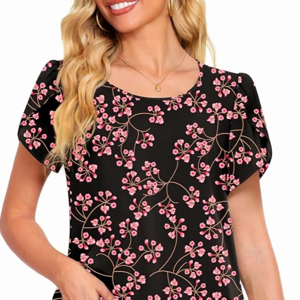 HOTGIFT Casual Chiffon Short Sleeve Shirt